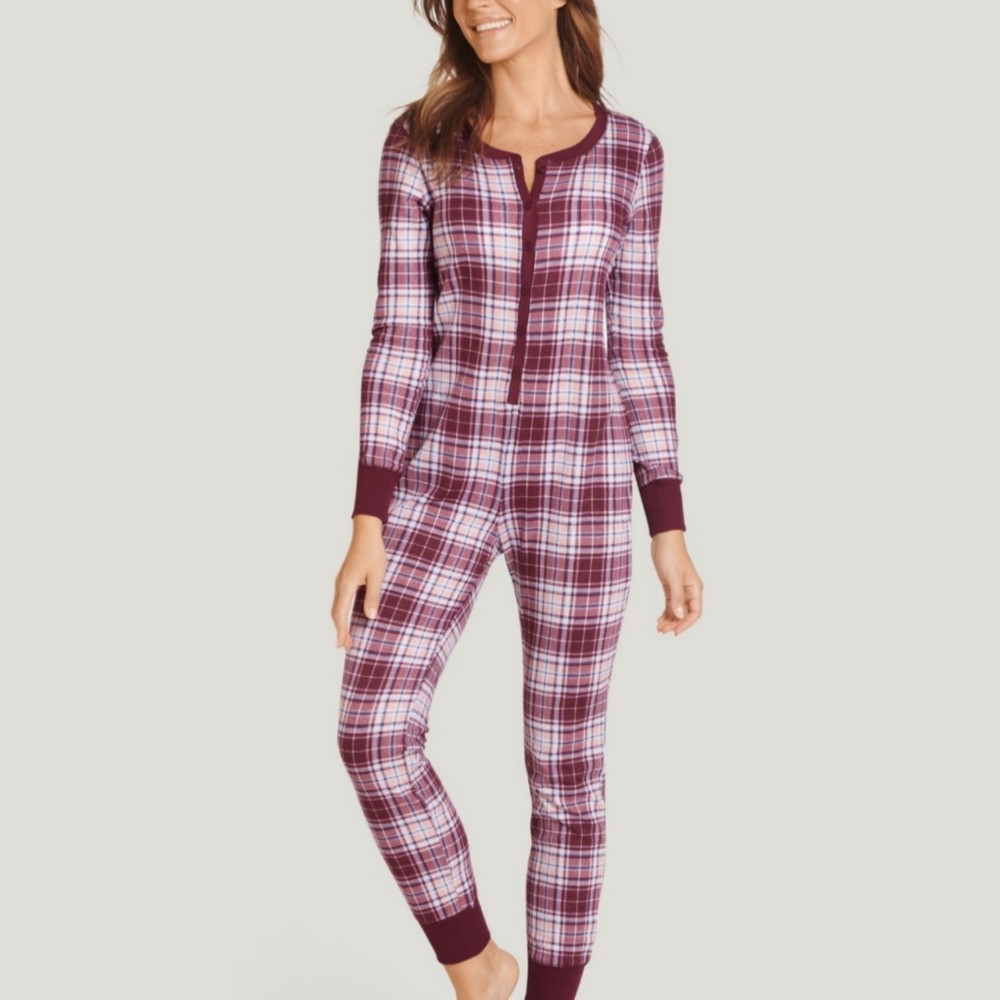 JOCKEY Womens Waffle Plaid Union Whimsy Pajamas Size L - Picture 1 of 14